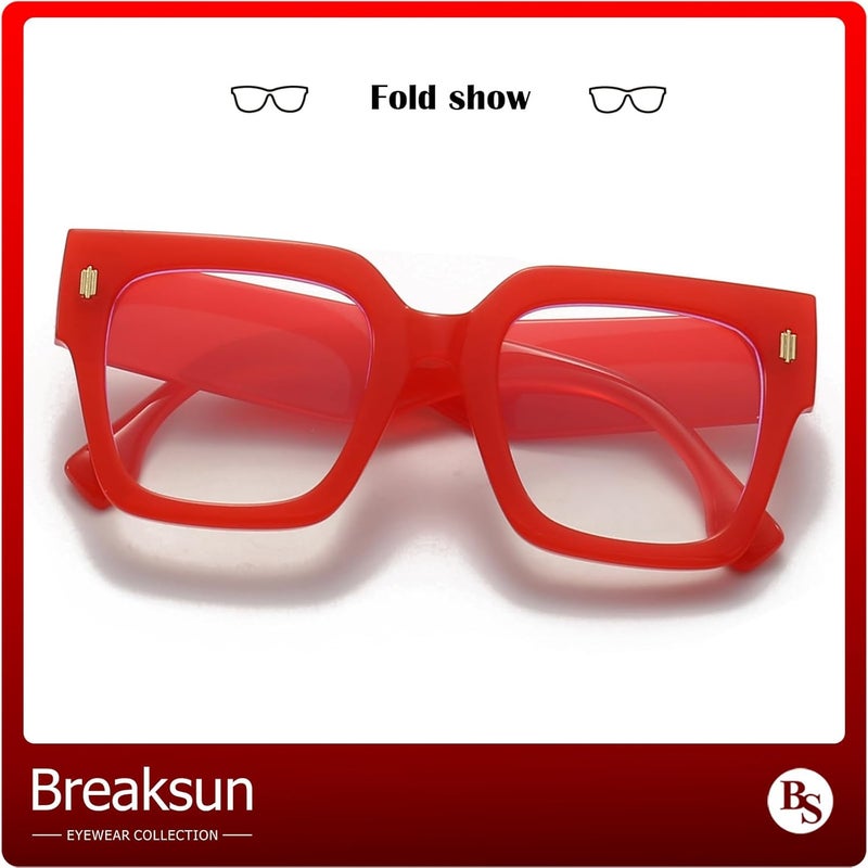 Breaksun Fashion Oversized Blue Light Blocking Glasses for Women Men Trendy Big Square Frame Computer Eyeglasses - Image 4